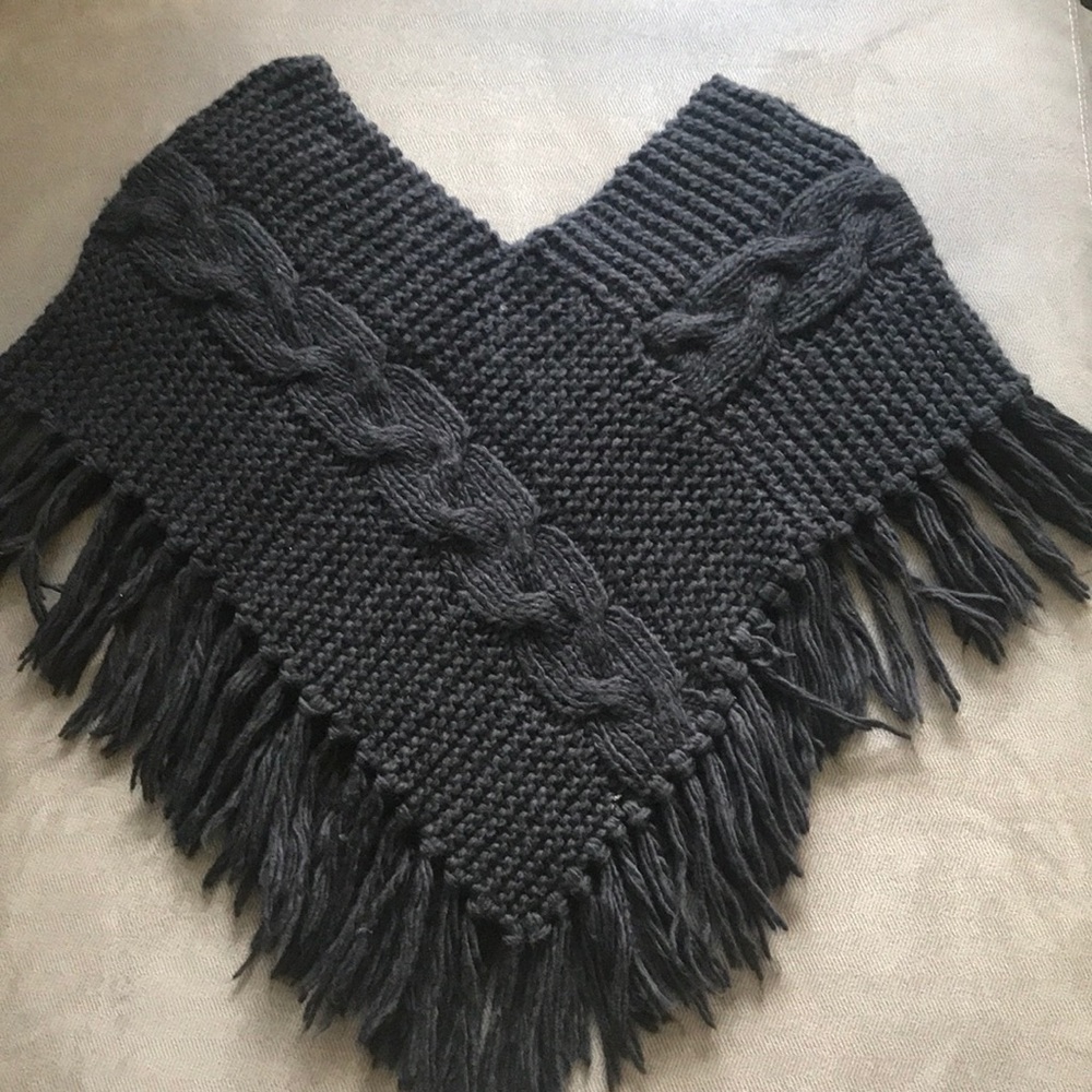 Black knit poncho